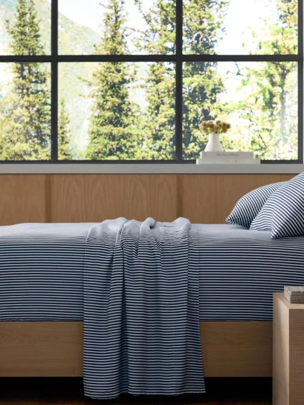 Cozy Earth Bamboo Sheet Set Classic Stripe In Pacific Blue